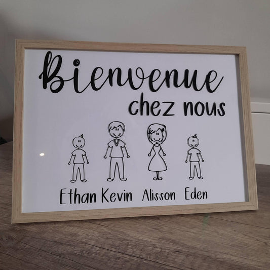 Cadre "Bienvenue chez nous" - L'atelier de Lise M - cadre familial - personnalisés - décoration - L'atelier de Lise M