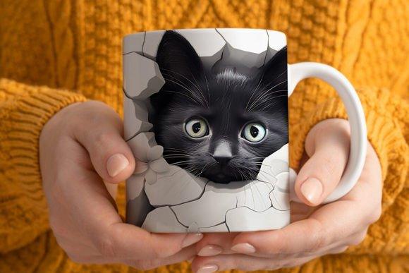 Mug chaton Noir | L'atelier de Lise M | Personnalisation - L'atelier de Lise M