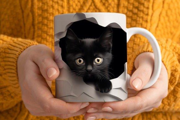 Mug chaton Noir | L'atelier de Lise M | Personnalisation - L'atelier de Lise M