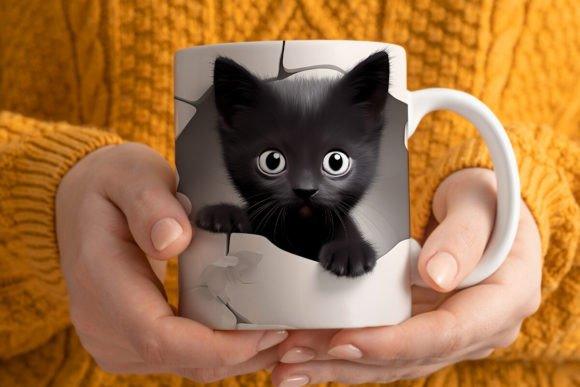 Mug chaton Noir | L'atelier de Lise M | Personnalisation - L'atelier de Lise M