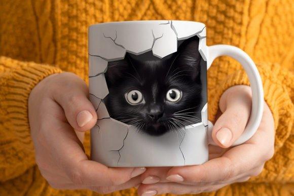 Mug chaton Noir | L'atelier de Lise M | Personnalisation - L'atelier de Lise M