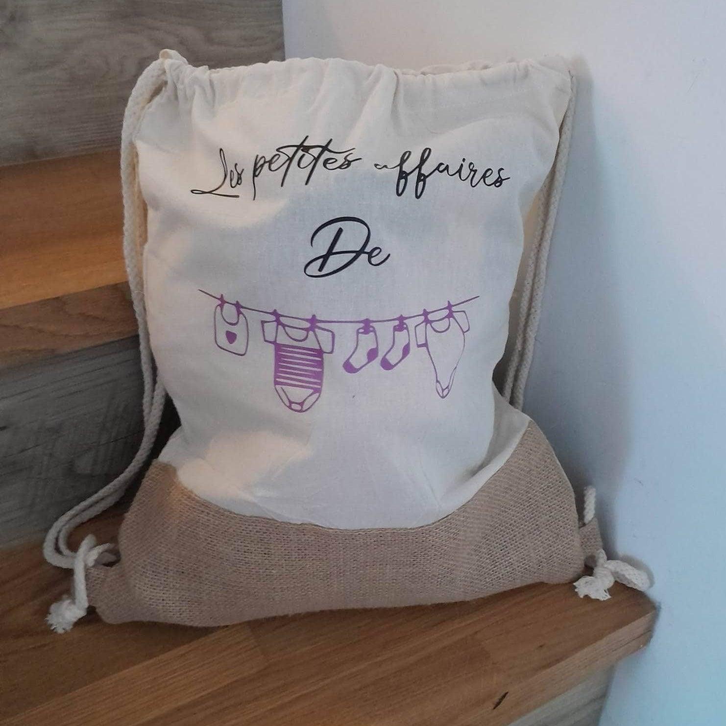 Sac à doudou personnalisé - L'atelier de Lise M - Coton et jute - enfant et bébé - L'atelier de Lise M