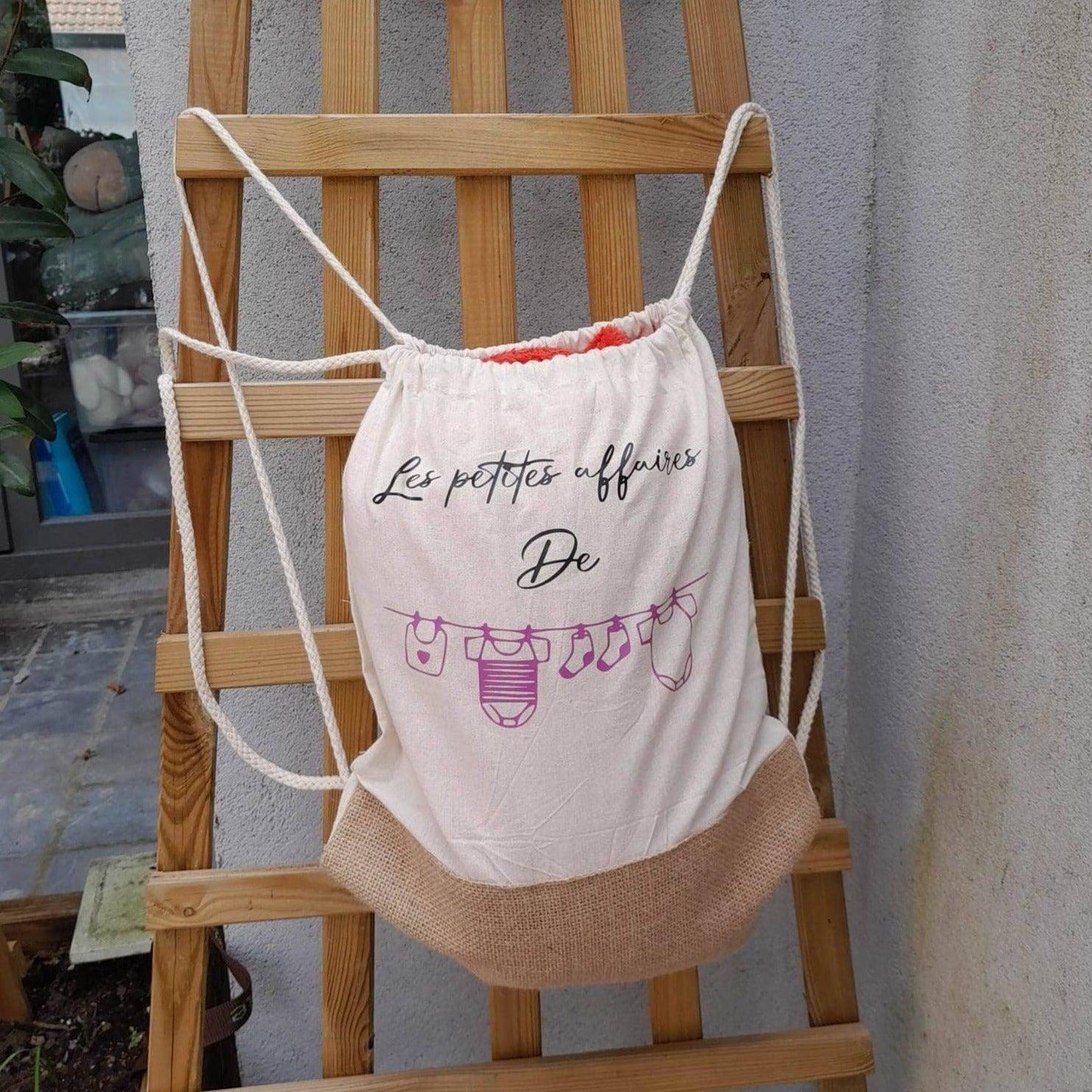 Sac à doudou personnalisé - L'atelier de Lise M - Coton et jute - enfant et bébé - L'atelier de Lise M