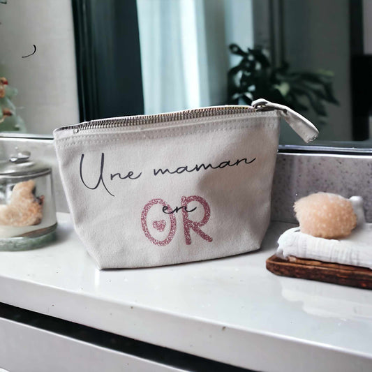 Trousse Naturel "Maman en OR" - L'atelier de Lise M - Coton - Personnalisable - L'atelier de Lise M